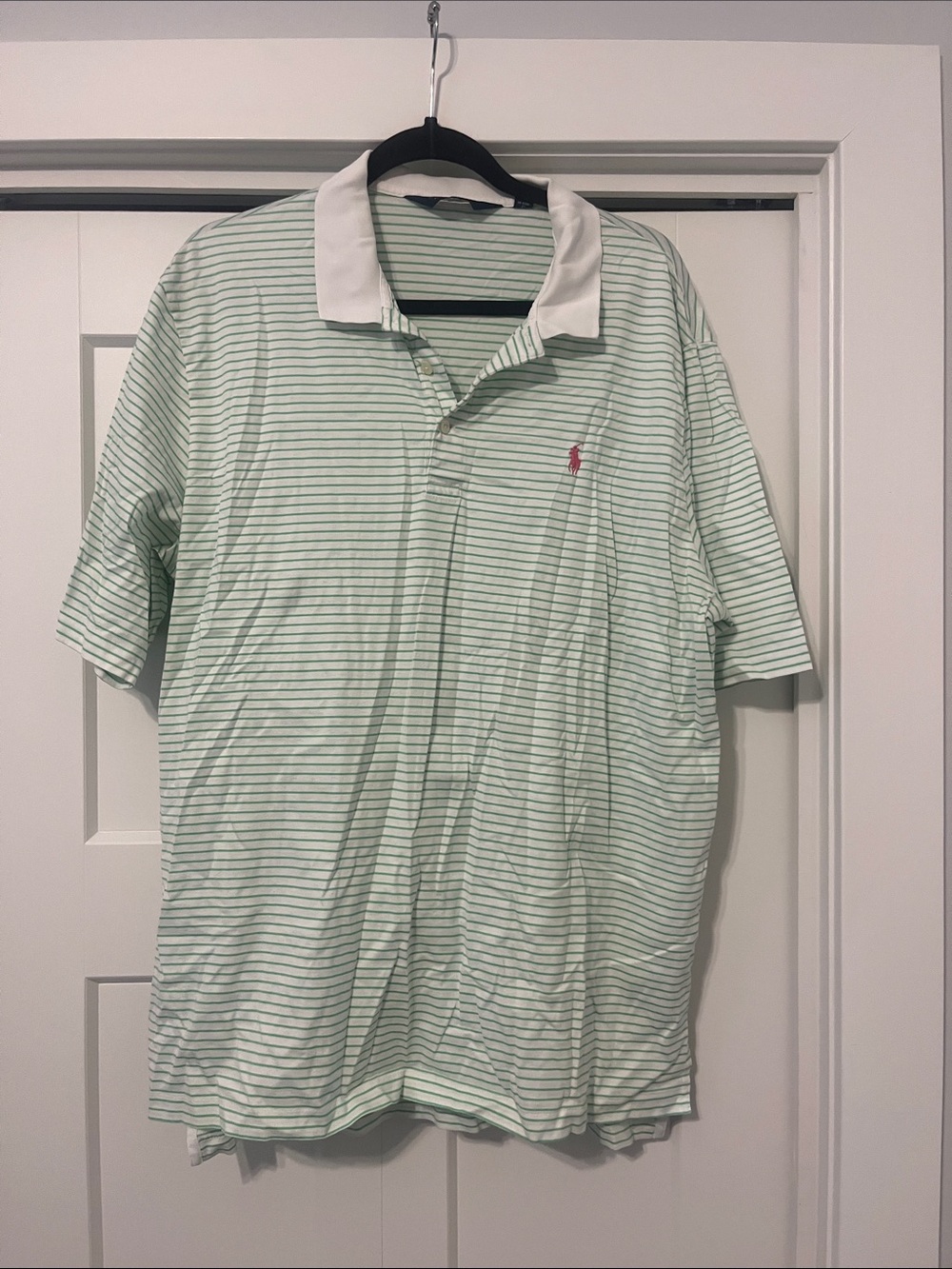 Polo Golf Ralph Lauren Green Striped Pink Polo Shirt XL Pima Cotton Like New